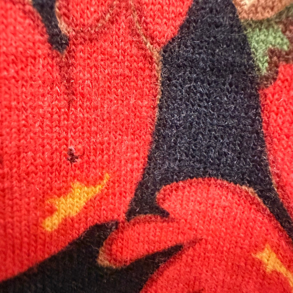 Vintage 70’s Women's handmade Red Black Floral wool knit Maxi Skirt - Picture 8 of 10